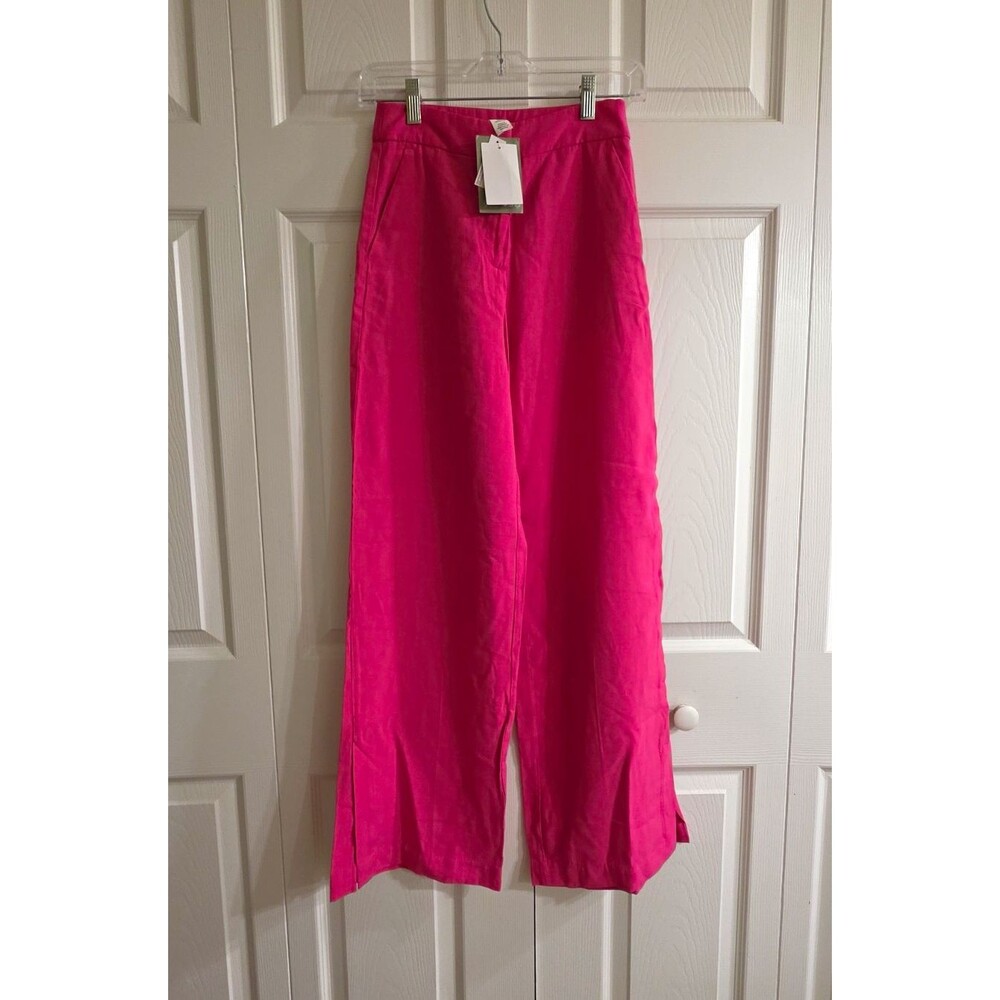 H&M Women’s Pink Solid Viscose/Polyester Pants Regular Size 2
